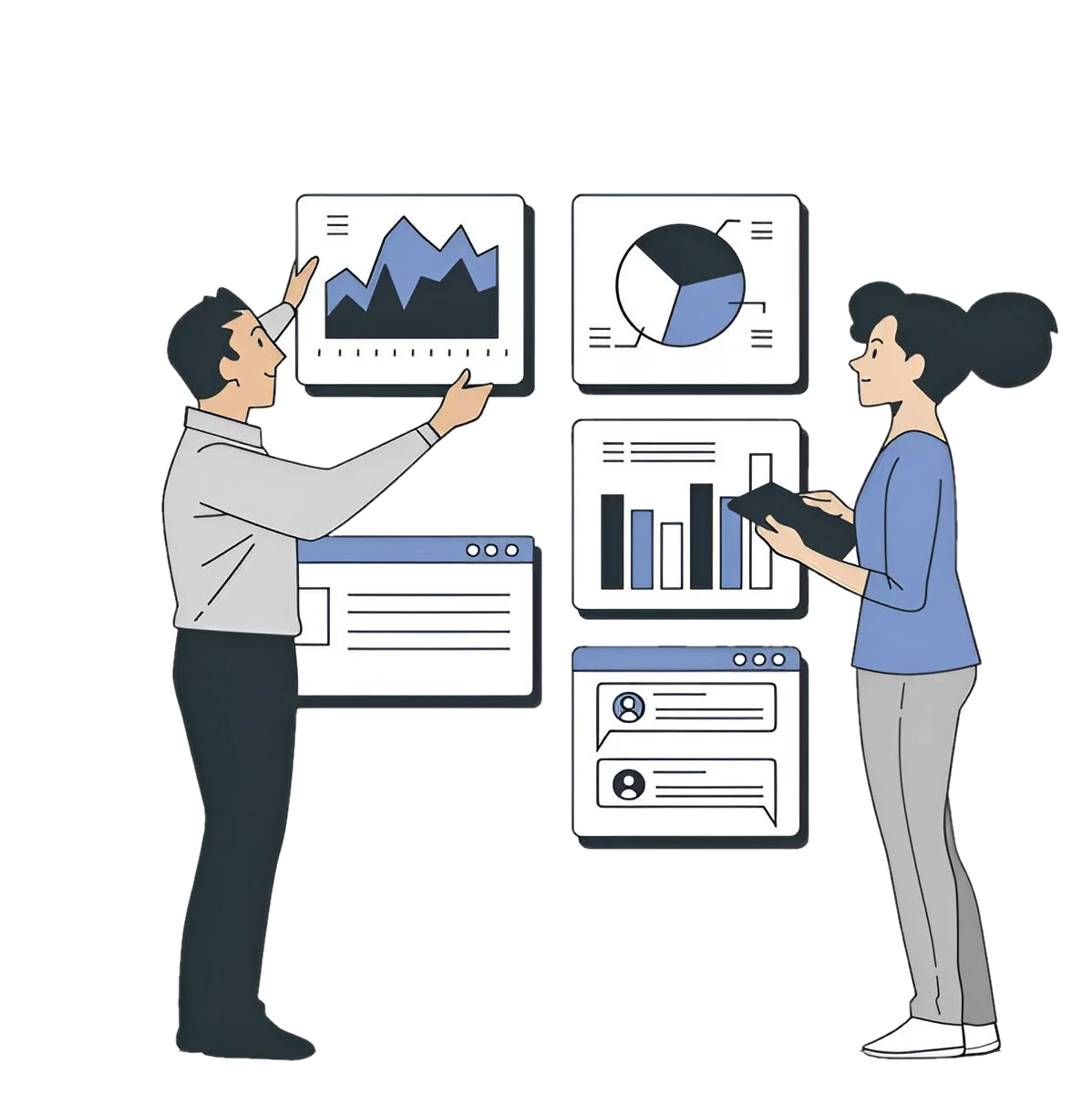 Команда настраивает аналитику и отчёты в CRM